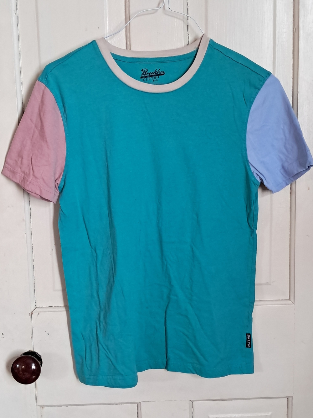 Men's Colorblock Teal Crewneck T-Shirt